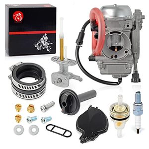 lot 6385 image: Carburetor Carb and Fuel Valve Petcock  Lever Intake Manifold For Kawasaki Prairie 360 KVF360 4x4 2003-2013