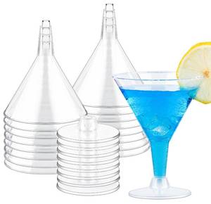 lot 6391 image: Zezzxu 24 Pack Plastic Martini Glasses - 7 oz Disposable Clear Plastic Cocktail Cups, Unbreakable & Reusable Wine Shooter Glasses for Party Margarita, Champagne, Wine