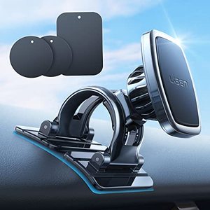lot 6411 image: LISEN Magnetic Car Phone Mount for iPhone and Android with 6 Magnets and Adjustable Arch Design, Black