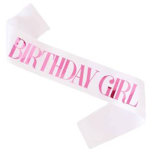 lot 6414 image: KETAOO Birthday Girl Sash, Pink Foil White Birthday Sash for Girl Sweet 16th 18th 20th 21st 30th Fun Birthday Party Gifts Favors Decorations