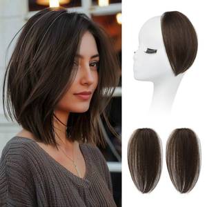 lot 6421 image: REECHO Clip in Hair Volumizer, 2PCS 8 Inch Short Thick Hairpieces Adding Extra Volume - Chocolate Brown Extensions for Women With Thin Fine Hair