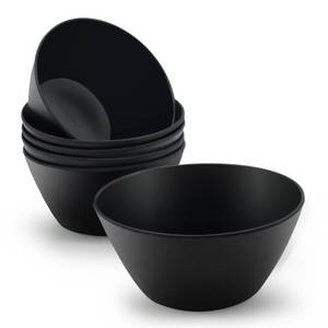 lot 6428 image: ECOWAY Bamboo Fiber Cereal Bowls Set 2 Pieces, 24 Ounce Soup Bowls Black, Melamine Bowls Set Large for Kitchen, Deep Serving Bowls for Cereal, Soup, Oatmeal, Rice, Pasta, Salad, Black