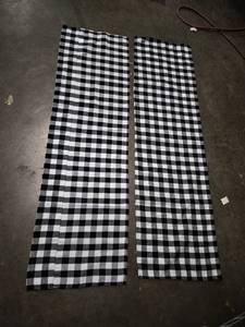 lot 6429 image: Black and White Buffalo Check Curtain Panels Approximately 53X16Inches