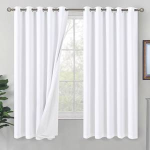lot 7921 image: BGment White Blackout Curtains for Bedroom, Extra Wide Thermal Insulated Full Light Blocking Room Darkening Soundproof Privacy Grommet Window Curtains 63 Inch Length, 2 Panels, Each Panel 60 Inch Wide