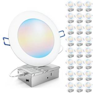 lot 7925 image: Sunco 24 Pack 6 Inch LED Recessed Ceiling Lights Ultra Thin, Canless Slim with Metal Junction Box, 1100 LM Selectable CCT 2700K3000K4000K5000K6000K, Dimmable, 11W75W, Wafer Thin. - Retail $112.47