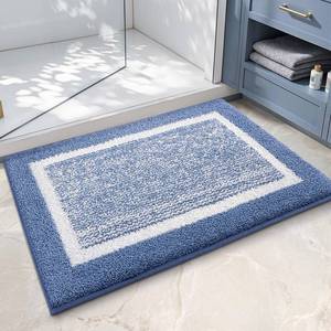 lot 7929 image: Color&Geometry Simple and Stylish Bath Mats for Bathroom Non Slip, 24x36 Large Light Blue Bathroom Rugs, Absorbent, Soft, Washable, Microfiber Shower Mat