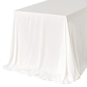 lot 7931 image: Lings Moment 9 x 11 White Tablecloth for 4ft6ft Length Rectangle Reception Sweetheart Table, Brilliant White