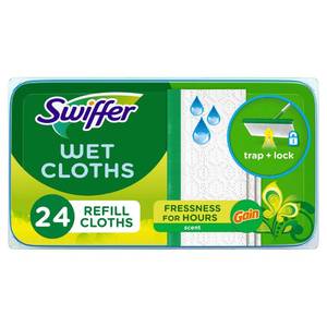 lot 7934 image: Swiffer Sweeper Wet Mopping Cloths, Multi-Surface Floor Cleaner with Gain Original Scent, 24 Count