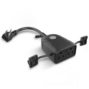 lot 8189 image: Feit Electric Smart Outdoor Plug, WiFi Waterproof Plug, 2 Grounded Sockets, Works with Alexa and Google Assistant, App Controlled, 15 Amp IndoorOutdoor 2 Outlet Plug, Black, PlugWiFiWP