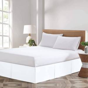 lot 8190 image: Comfort Beddings Magic Bed Skirt Queen 10 Inch Drop Bed Skirt 100% Cotton Blend No Mattress Lifter Wrap Around Bed Skirt with Non Split Corners - White
