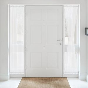 lot 8191 image: NICETOWN Sheer Front Door Curtains for Small Window, Set of 2 Dual Rod Pocket Light Filtering Curtains for Sliding Glass Door with Tieback for Kitchen Bathroom, 20 W x 72 L, White