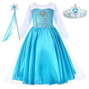 lot 8193 image: Party Chili Princess Costume for Girls Dress Up with Accessories Toddler Little Girls 2t 3t 100 Sky Blue