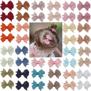 lot 8196 image: C�LLOT Hair Clips for Girls - 42PCS Fully Lined Hair Bows Alligator Clips for Toddlers, Infants, Kids, 21 Color Pairs