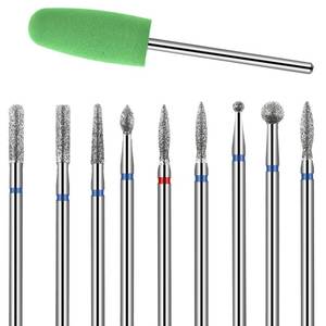 lot 8198 image: Jeffdad 10pcs Nail Drill Bits Set, Professional Nails Diamond Bits Russian Cuticle Remover Bits Kit for Acrylic Gel Nails Home Salon