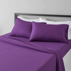 lot 8212 image: Amazon Basics Lightweight Super Soft, Comfortable Easy Care Microfiber 4 Piece Bed Sheet Set with 14-Inch Deep Pockets, Queen, Plum, Solid
