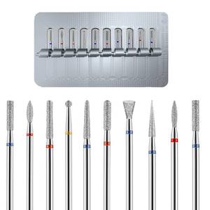 lot 8217 image: Nail Drill Bits Cuticle-Russian Manicure Kit-10pcs Nail Drill Bit Set Individually Wrapped in Aluminum Foil-Nail Salon Disposable Cuticle Remover Kit