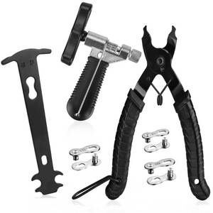 lot 8225 image: A AKRAF Bicycle Chain Repair Tool Kit with Bike Link Plier, Chain Breaker Splitter Tool, Chain Wear Indicator Checker, 3 Pairs Bicycle Missing Links, Chain Master Link Remover and Connector