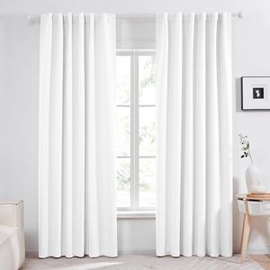 lot 8226 image: Deconovo Blackout Curtains �� Room Darkening, Noise-Reducing, Thermal Insulated �� Energy-Efficient Window Treatment for Bedroom, Living Room & Home Office �� 2 Panels, Pure White, 52W x 84L Inch