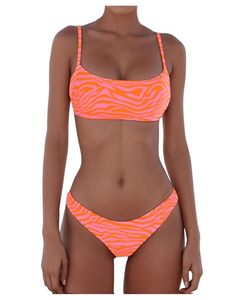 lot 8239 image: MakeMeChic Womens Bikini Sets Leopard Print Spaghetti Strap Backless Beach Swimsuit Orange Medium