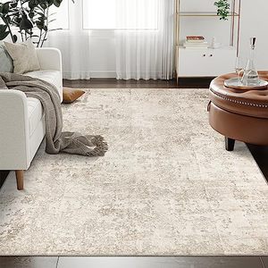 lot 11546 image: Art&Tuft Washable Rug, Anti-Slip Backing Abstract 3x5 Rug, Stain Resistant Rugs for Living Room, Foldable Machine Washable Area Rug (TPR53-Beige, 3x5)