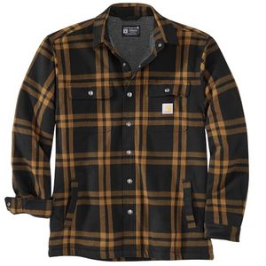 lot 11549 image: Carhartt Mens Standard Relaxed Fit Flannel Sherpa-Lined Shirt Jac, Black - Retail $89.94