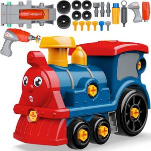 lot 11562 image: BASUN Toddler Take Apart Toy Set with Electric Drill, DIY Electric Train Assembly, STEM Building Learning Toys, Xmas Gifts for 3-8 Year Old Boys & Girls