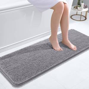 lot 11566 image: OLANLY Bathroom Rugs 47x17, Extra Soft Absorbent Chenille Bath Rugs, Rubber Backing Quick Dry, Machine Washable Bath Mats for Bathroom Floor, Tub and Shower, Home Decor Accessories, Grey