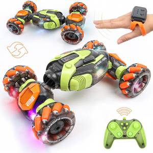 lot 11567 image: FUNiOi Gesture Sensing RC Stunt Car - Remote & Hand-Controlled Drift Toy for Kids Ages 5-7 6-8 9 10 11 12 Year Old, 4WD, Double-Sided Driving with Lights & Music