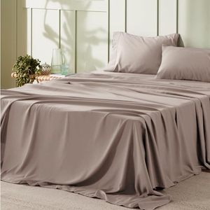 lot 11576 image: Bedsure Queen Sheet Set - 4 Pieces Soft Queen Size Sheets - Breathable & Cooling - Hotel Luxury - Easy Care Polyester Microfiber Bedding for Women, Men, Khaki