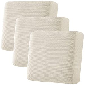 lot 11578 image: H.VERSAILTEX Super Stretch Individual Seat Sofa Covers Couch Slipcover Sets Thick Jacquard Textured Twill Fabric (3 Piece XL Sofa Cushion Covers, Natural)