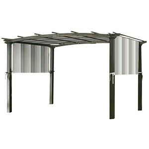 lot 11581 image: Garden Winds Universal Pergola Replacement Canopy - Standard 350 - Stripe Stone - Retail $95.59