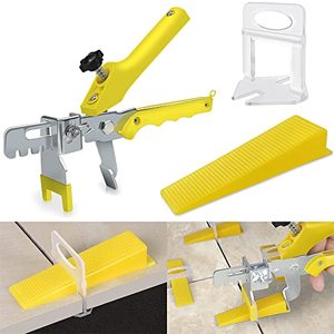 lot 11583 image: DGSL Tile Leveling System with Tile Plier - 300-Piece Tile Spacers Clips and 100-Piece Reusable Wedges - Tile Tools Set for Stone Installation (116 Inch Tile Spacers)
