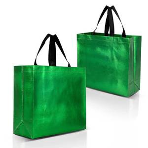 lot 11586 image: Nush Nush Green Gift Bags - Large Reusable Set of 12 with Handles - Perfect for Goodie Bags, Christmas Gifts, Parties - 13Wx5Dx11H Size