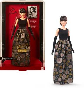 lot 11589 image: Barbie Signature Tribute Collection Rita Moreno Collectible Doll in Black & Gold Gown with Gloves and Shoes, Includes Doll Stand