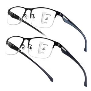lot 12449 image: SKYOAK 2 Pack Mens Premium Progressive Multifocus Reading Glasses, TR90 Temples Blue Light Blocking Anti UVEye Strain Computer Readers No-Line Half Frame Multifocal Eyeglasses, 2.5x