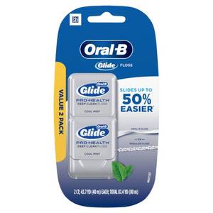 lot 12510 image: Oral-B Glide Pro-Health Deep Clean Dental Floss, Cool Mint, 40 M, Pack of 2