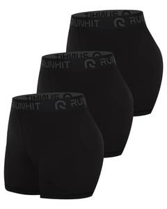 lot 12511 image: Runhit 3 Pack Compression Shorts for Women High Waisted 3 Volleyball Shorts Womens Spandex Shorts Workout Athletic Yoga Black Black Black S