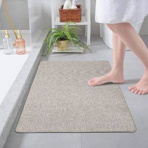 lot 12516 image: Yancorp Ultra Thin Bath Mat & Rug 24x 35, Rubber Backed Non-Slip Bathroom Mats, Quick Dry Shower Rugs Under Door, Super Absorbent Floor Mats for Bathroom Sink & Shower Khaki