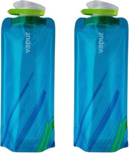 lot 12524 image: Vapur Flexible, Collapsible Wide Mouth Anti-Bottle with Detachable Carabiner, 23 Ounce, Water, Pack of 2