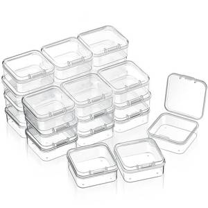 lot 12537 image: SATINIOR 24 Packs Small Clear Plastic Beads Storage Containers Box with Hinged Lid for Storage of Small Items, Crafts, Jewelry, Hardware (1.7 x 1.7 x 0.8 Inches)