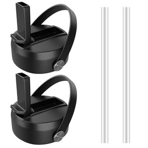 lot 12540 image: 2 Pcs Straw Lid for Hydro Flask Wide Mouth Cup Replacement, Lids with Straw and Handle for Hydroflask 12 16 18 20 32 40 oz Wide Mouth Cup, Sport Bottle Accessories (A)