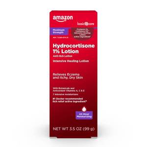 lot 12563 image: Amazon Basic Care Maximum Strength 1% Hydrocortisone Anti-Itch Lotion for Eczema, 3.5 ounce (Pack of 1)
