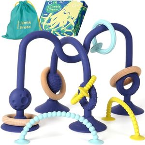 lot 12574 image: Jumble Jangle Baby Teething Toys �� BPA-Free, Multi Purpose High Chair Toys for Babies Suction Teething Relief with Sensory Toy Textures for Infants and Toddlers 0��24 Months (Dark)