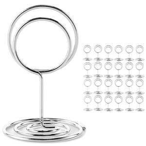 lot 12579 image: 26Pcs Place Card Holder, Table Number Holders, Wire Picture Holder, Small Size Table Card Holders, Photo Holder for Centerpieces, Wedding Reception, Party, Birthday (Silver)