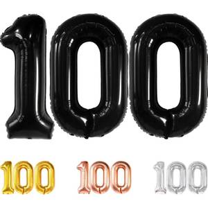 lot 12585 image: KatchOn Black 100 Balloon Number - 40 Inch  100th Birthday Decorations  100K Balloons for Social Media  Birthday Party Supplies