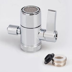 lot 12589 image: Faucet diverter valve Solid Brass with Polished Chrome for counter top Water Filters Faucet Adapter, HotCold Bathroom Sink Adapter - Hose Attachment Connector14 outlet (Single Way 14 OD)
