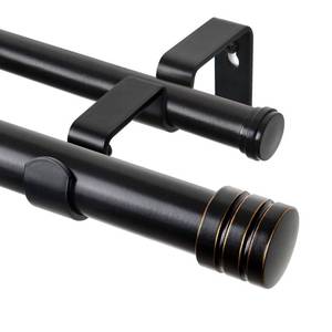 lot 15527 image: TONIAL1 Inch Double Curtain Rods for Windows 66 to 120 Inches, Heavy Duty Decorative Drapery Rod 32 to 144 Inches with Classic Cap Finial, Black