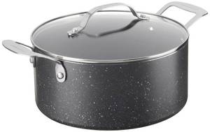 lot 15538 image: Granitestone Nonstick 5 Quart Stock Pot with Lid with Ultra Durable Mineral and Diamond Triple Cookware Set, Black