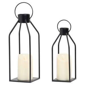 lot 15545 image: HPC Decor Modern Farmhouse Lanterrn Decor- Black Metal Candle for Christmas- Lanterns wTimer Flickering Candles for Living Room,Home,Indoor, Outdoor,Table,Fireplace Mantle D�cor