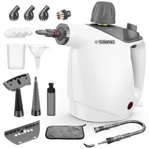 lot 15550 image: Handheld Steam Cleaner, Steam Cleaner with 16 PCS Accessory & Safety Lock, Large Capacity Natural Surface Steam for Cleaning, Multipurpose Steam Cleaner for Home, Car, Bathroom, Grease(White)